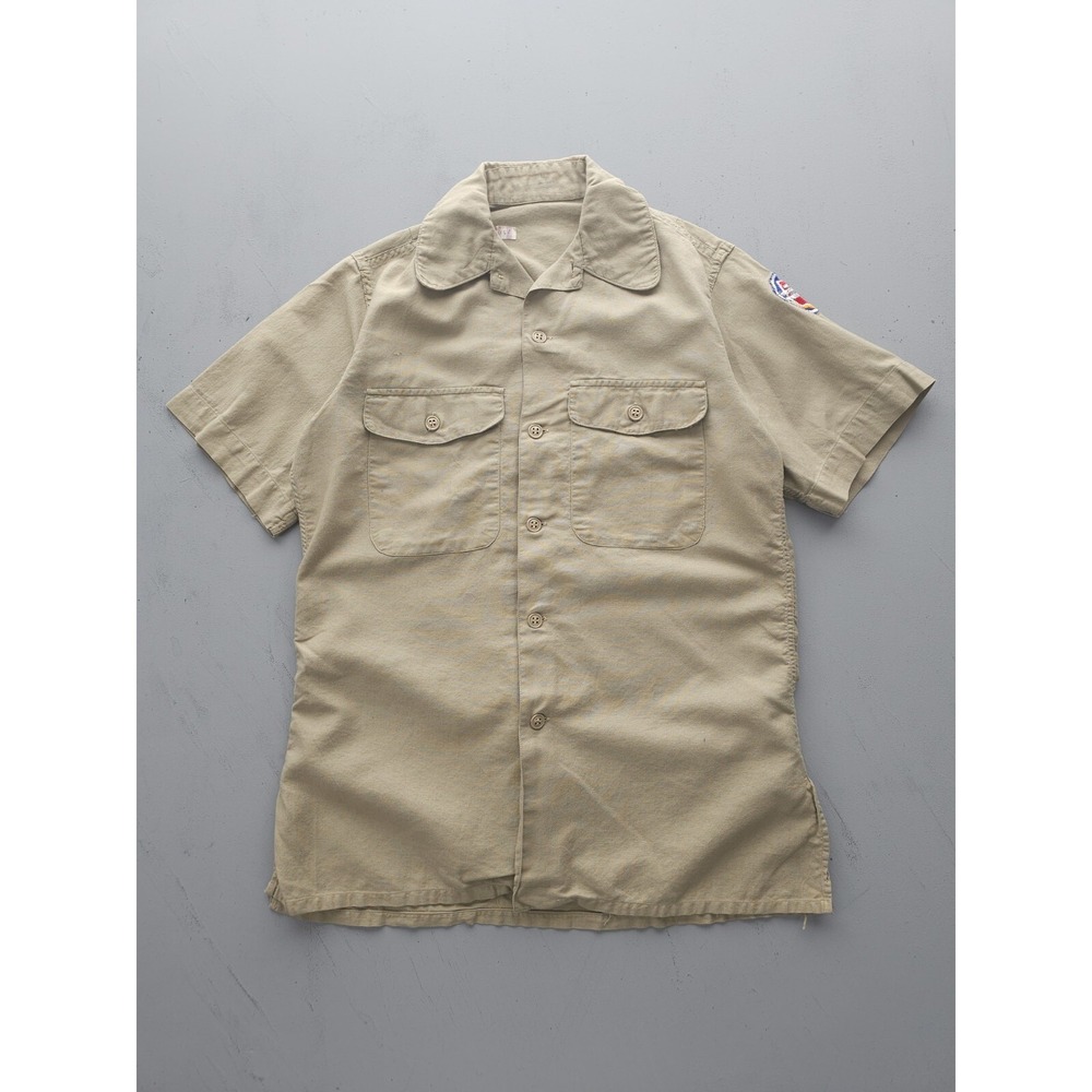Vintage 1950s USAF Air Force Korean War Khaki‎ Beige Short Sleeve Shirt M Ohio